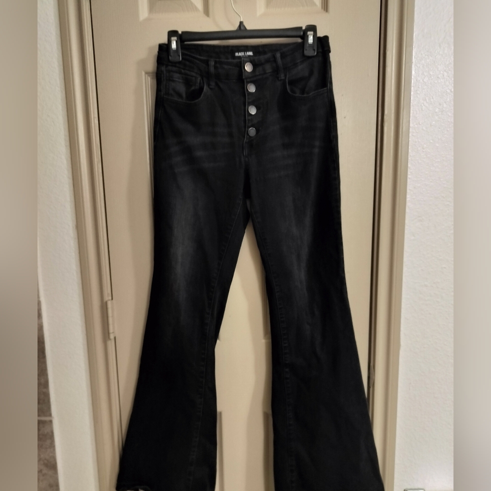 Black Label Flare Jeans with Button Fly Sz 5/26